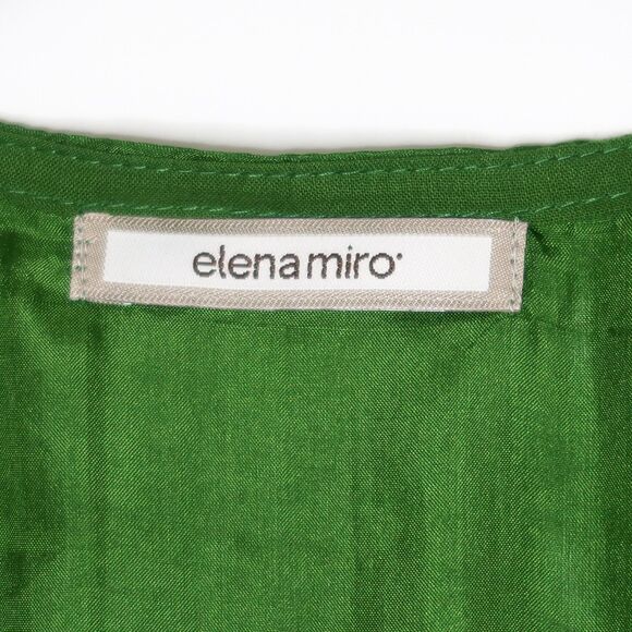 Elena Miro Womens Kaftan One Size Green Floral Print Silk Boho Vacation Feminine - Picture 3 of 9